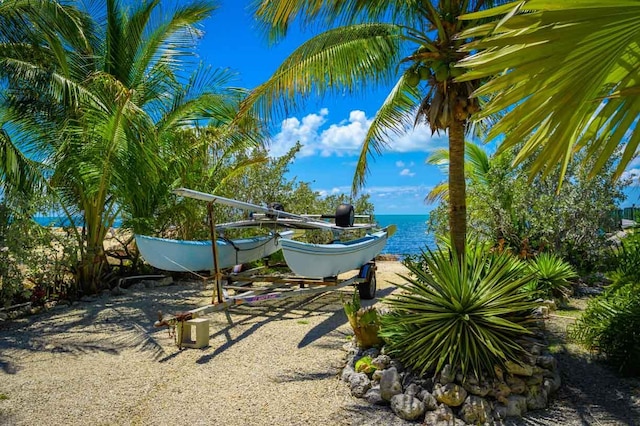 view of yard featuring a water view