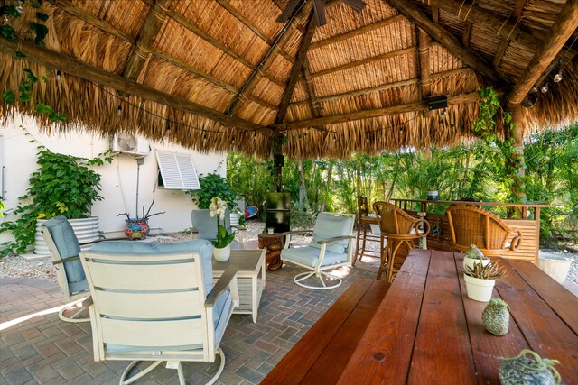 view of patio featuring a gazebo