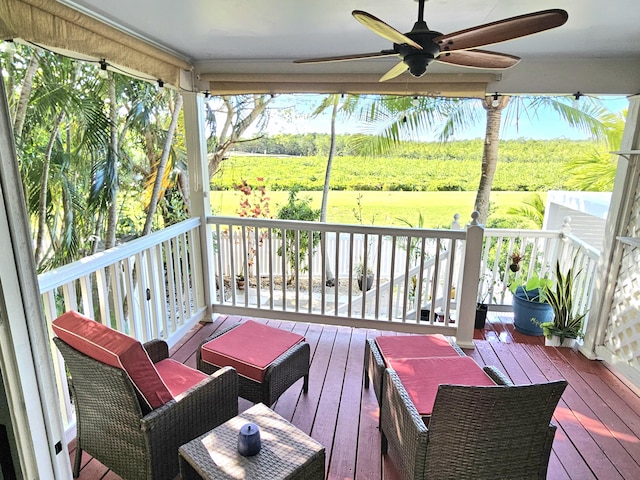 deck featuring ceiling fan