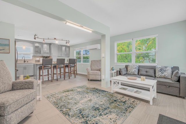 living room featuring a wall unit AC