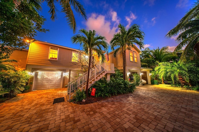 view of front of house with a garage