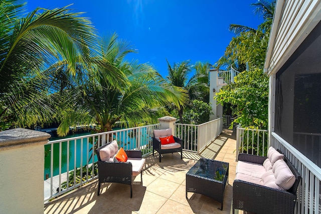 view of patio / terrace featuring a balcony and an outdoor hangout area