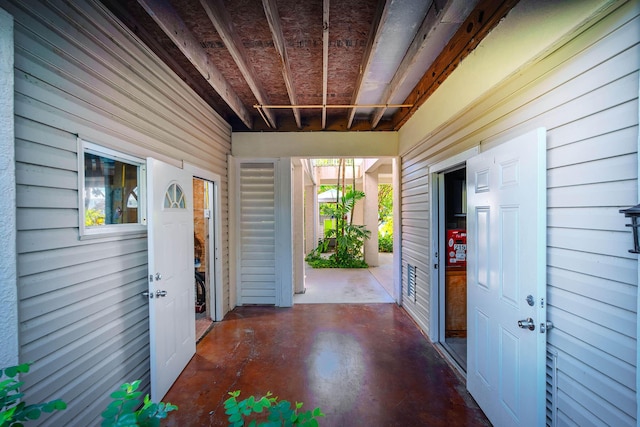 interior space featuring concrete floors