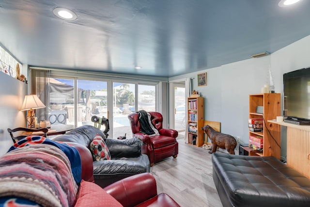 living room featuring light hardwood / wood-style floors