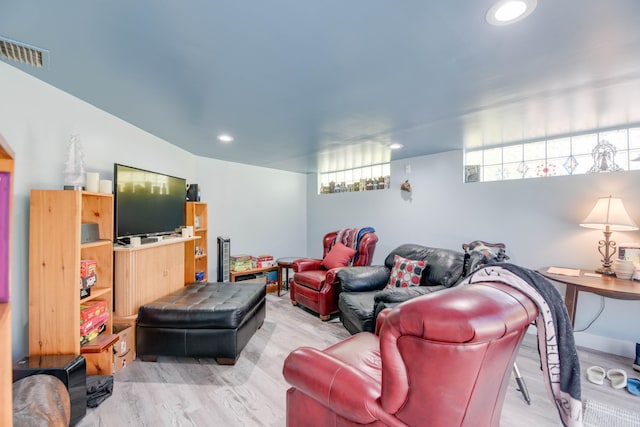 living room with hardwood / wood-style floors