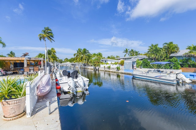 dock area with a water view