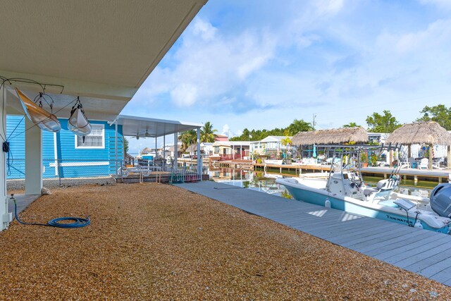 view of dock featuring a water view