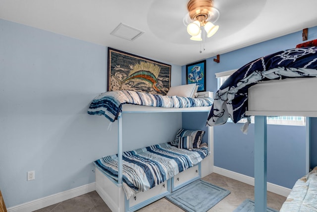 bedroom featuring ceiling fan