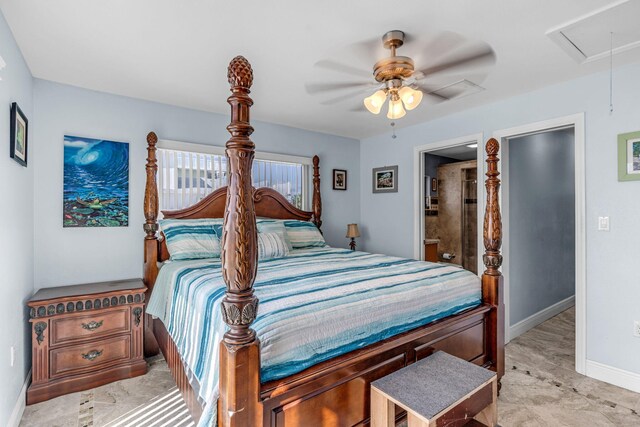 bedroom featuring ceiling fan