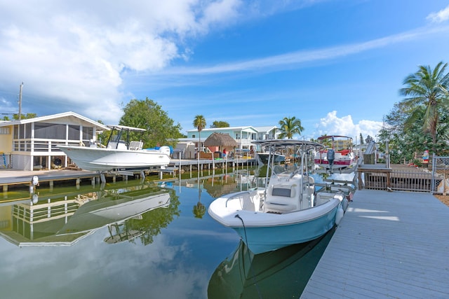 dock area featuring a water view