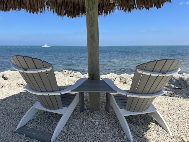 view of patio / terrace with a water view