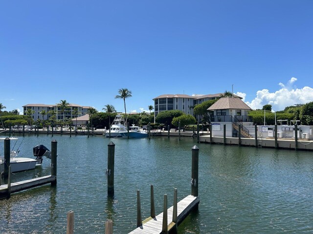 view of dock featuring a water view