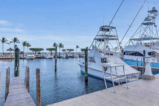 view of dock featuring a water view