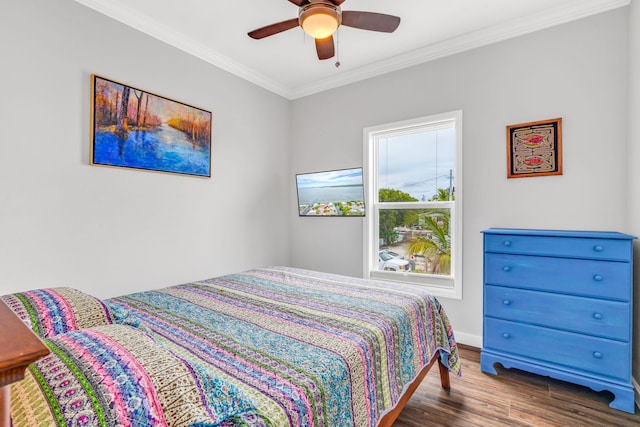 1777 Pine Channel Dr, Little Torch, FL 33042 - bedroom featuring wood finished floors, ornamental molding, and a ceiling fan