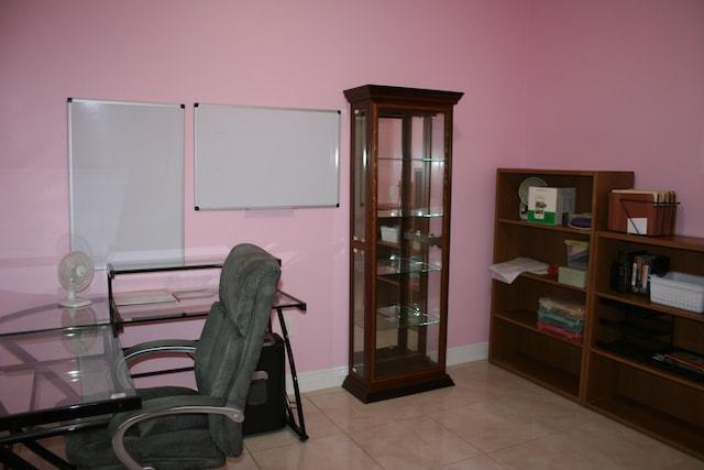 office space featuring light tile patterned flooring