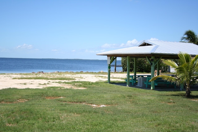 view of water feature with a gazebo