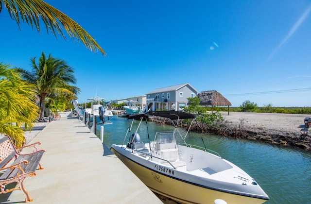 dock area with a water view