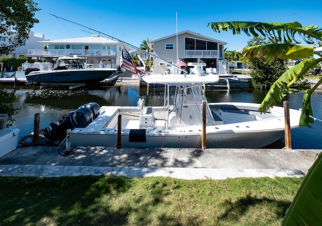 dock area featuring a water view