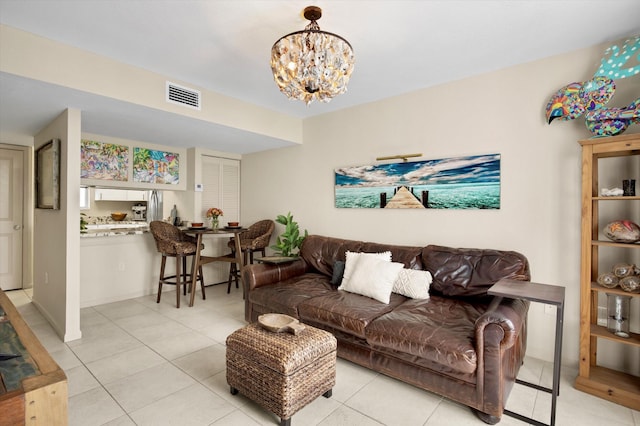 64 Seaside N Ct, Key West, FL 33040 - living area with a chandelier and light tile patterned floors