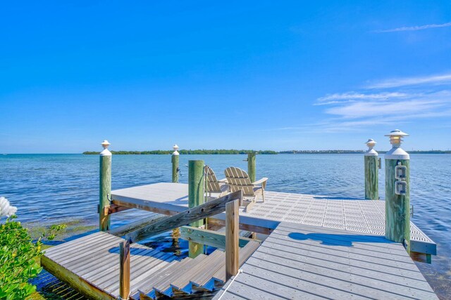 dock area featuring a water view