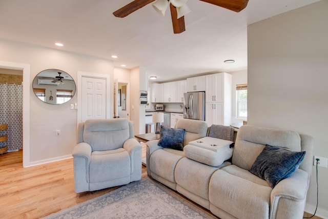 15 Cactus Dr, Big Coppitt, FL 33040 - living room featuring ceiling fan, light wood-type flooring, and recessed lighting