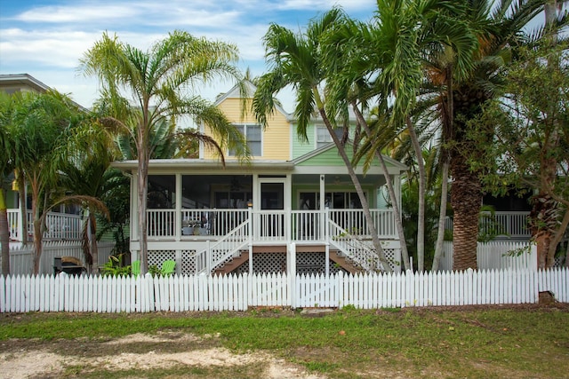 rear view of property with a sunroom