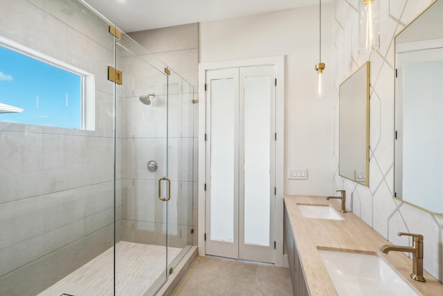 194 Buttonwood Ln, Islamorada, FL 33036 - full bathroom featuring a shower stall and double vanity