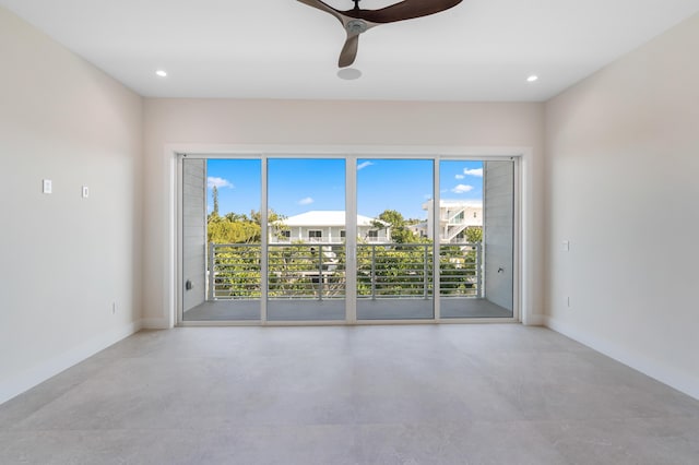 194 Buttonwood Ln, Islamorada, FL 33036 - unfurnished room with concrete flooring, healthy amount of natural light, a ceiling fan, and recessed lighting
