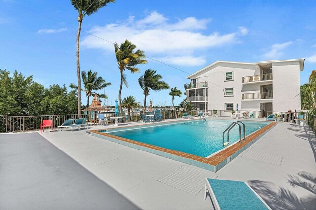 view of pool featuring a patio