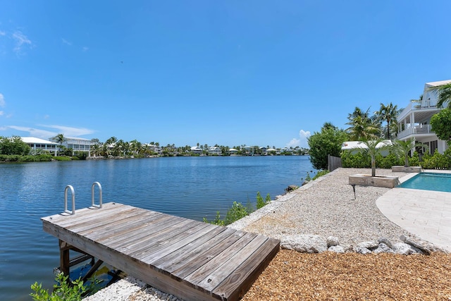 view of dock featuring a water view