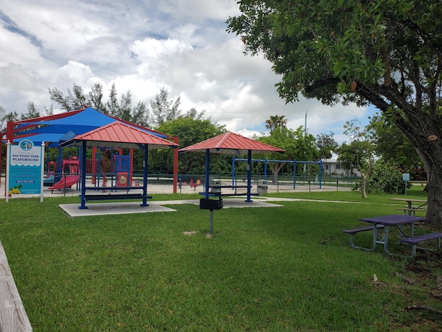 view of community featuring a lawn and a playground