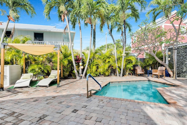 outdoor pool featuring a patio area