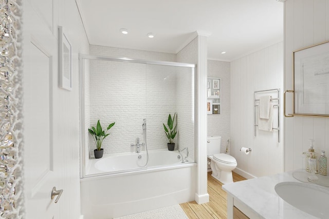 120 9th St, Key Colony, FL 33051 - full bath featuring vanity, wood finished floors, and crown molding