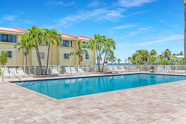 view of pool featuring a patio