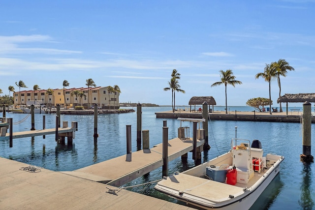 view of dock featuring a water view