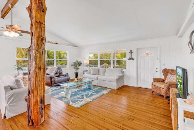 22841 Buccaneer Ln, Cudjoe, FL 33042 - living area with hardwood / wood-style floors and ceiling fan