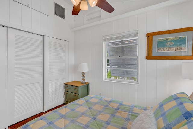 22841 Buccaneer Ln, Cudjoe, FL 33042 - bedroom featuring a closet, wood finished floors, and ceiling fan