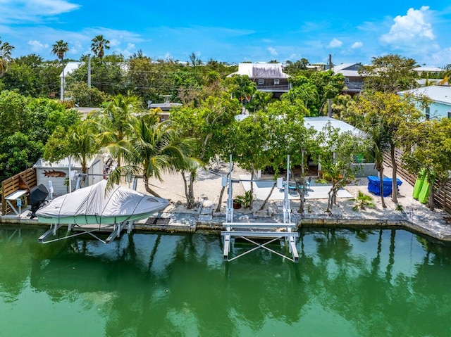 view of dock featuring a water view