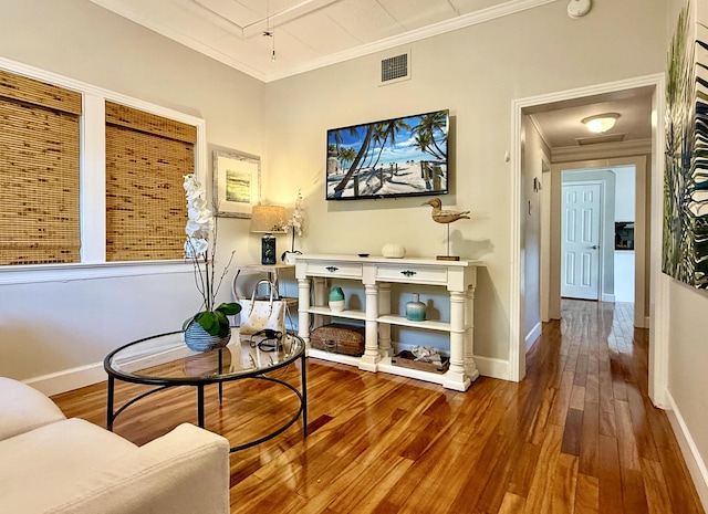 718 Chapman Ln, Key West, FL 33040 - living area featuring hardwood / wood-style floors and crown molding