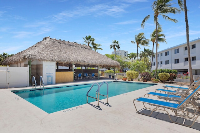95 Coco Plum Dr Unit 2D, Marathon, FL 33050 - community pool with fence, a gazebo, and a patio