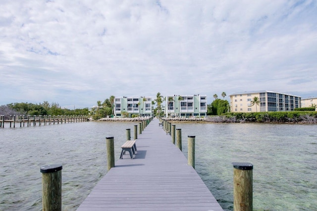 view of dock featuring a water view