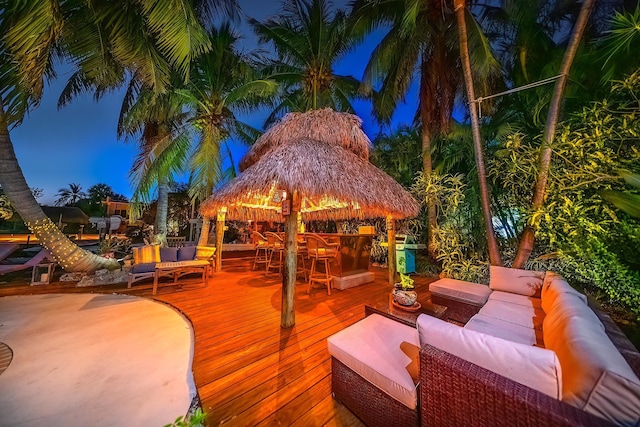wooden deck with outdoor lounge area