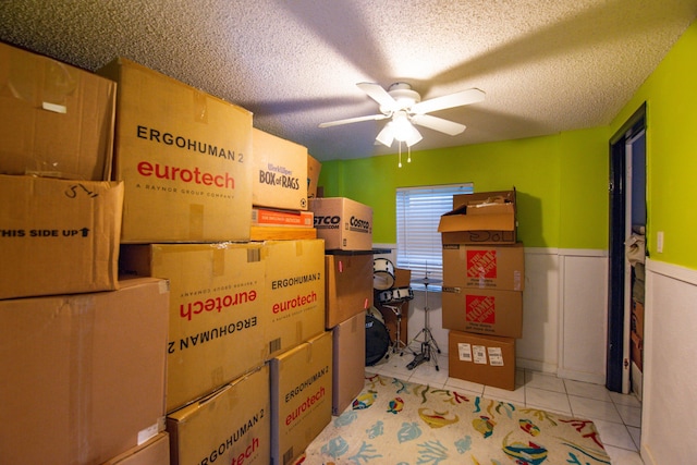 storage room featuring ceiling fan