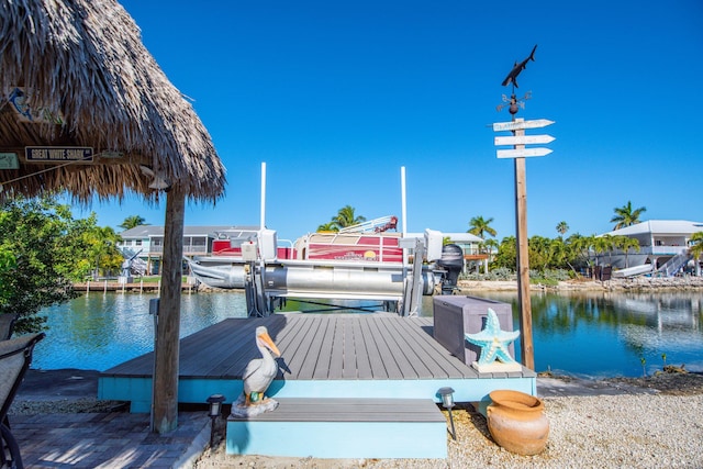 dock area featuring a water view