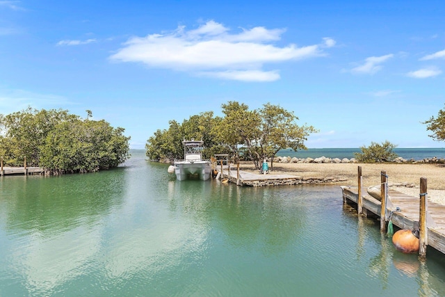 view of dock featuring a water view