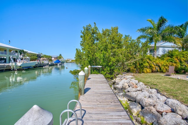 dock area featuring a water view