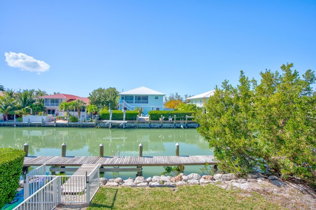 view of dock featuring a water view