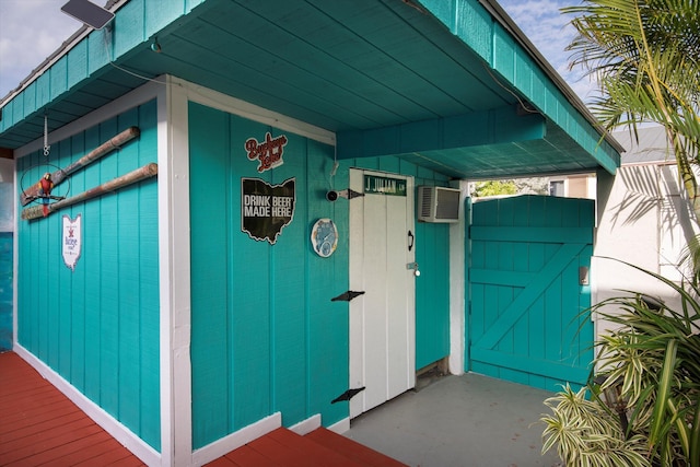 exterior space with an AC wall unit