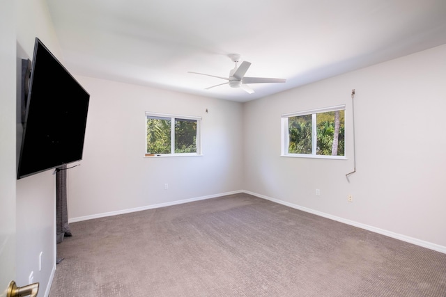 unfurnished room with carpet, a healthy amount of sunlight, and baseboards