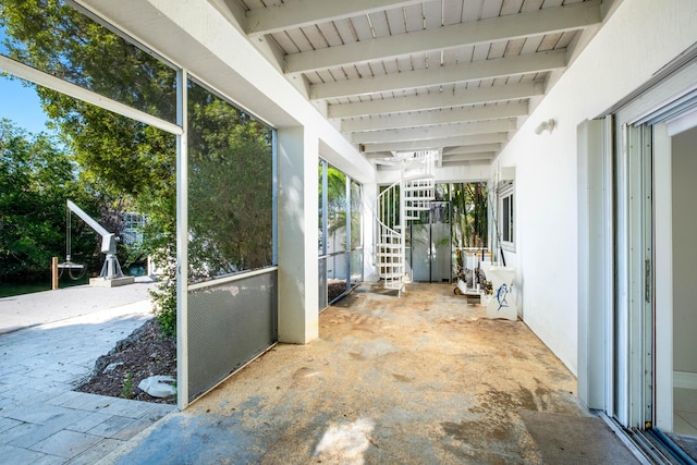 view of patio / terrace featuring stairs